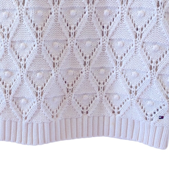 TOMMY HILFIGER Cotton Knit Fisherman Sweater Vintage Style Popcorn/Argyle Sz SP - Picture 6 of 13